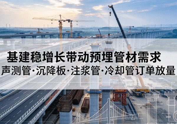 和政基建稳增长带动预埋监测管材需求，声测管、沉降板、注浆管订单持续放量